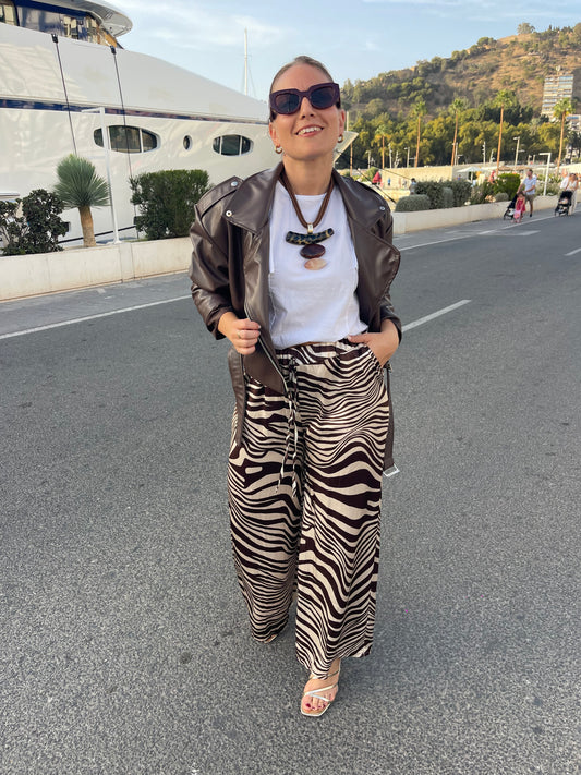 Pantalon saten estampado