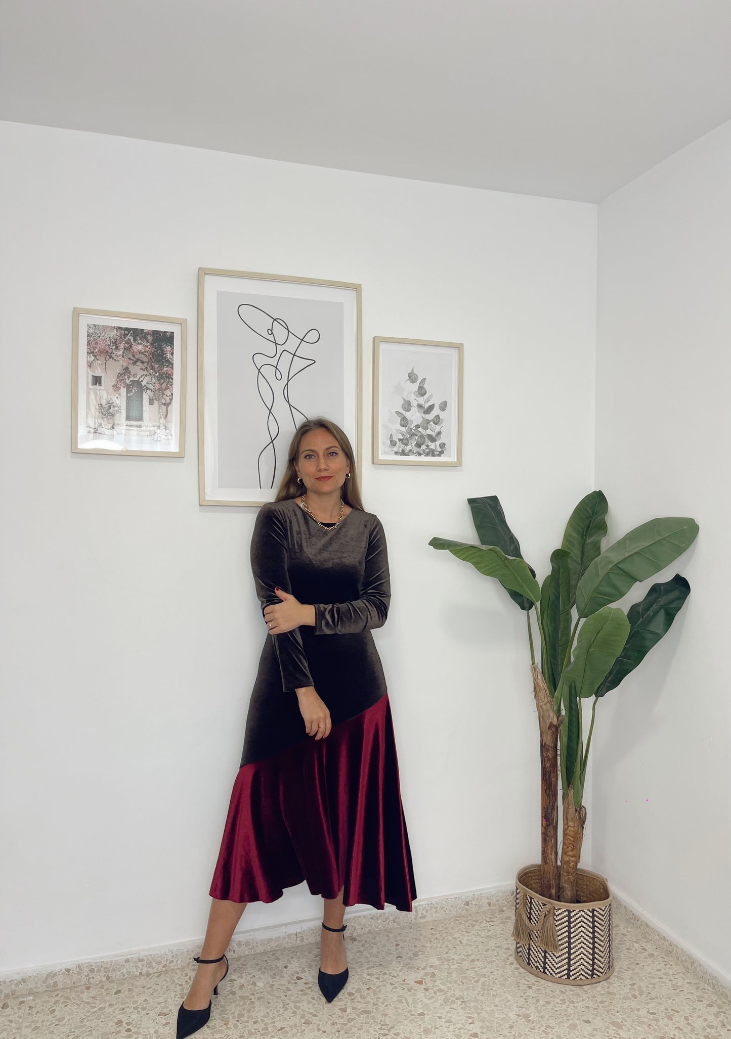 Vestido terciopelo asimétrico