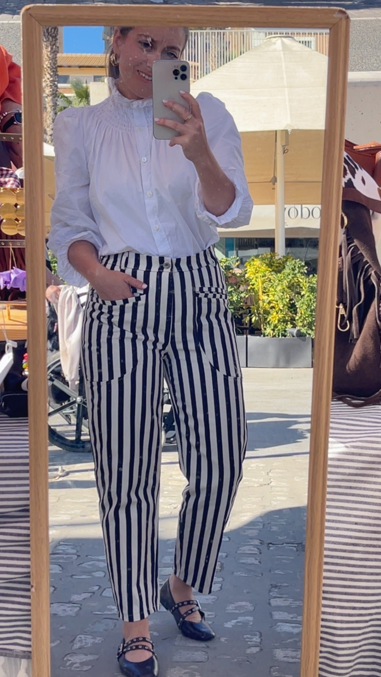 Pantalón rayas Elisa blanco y negro