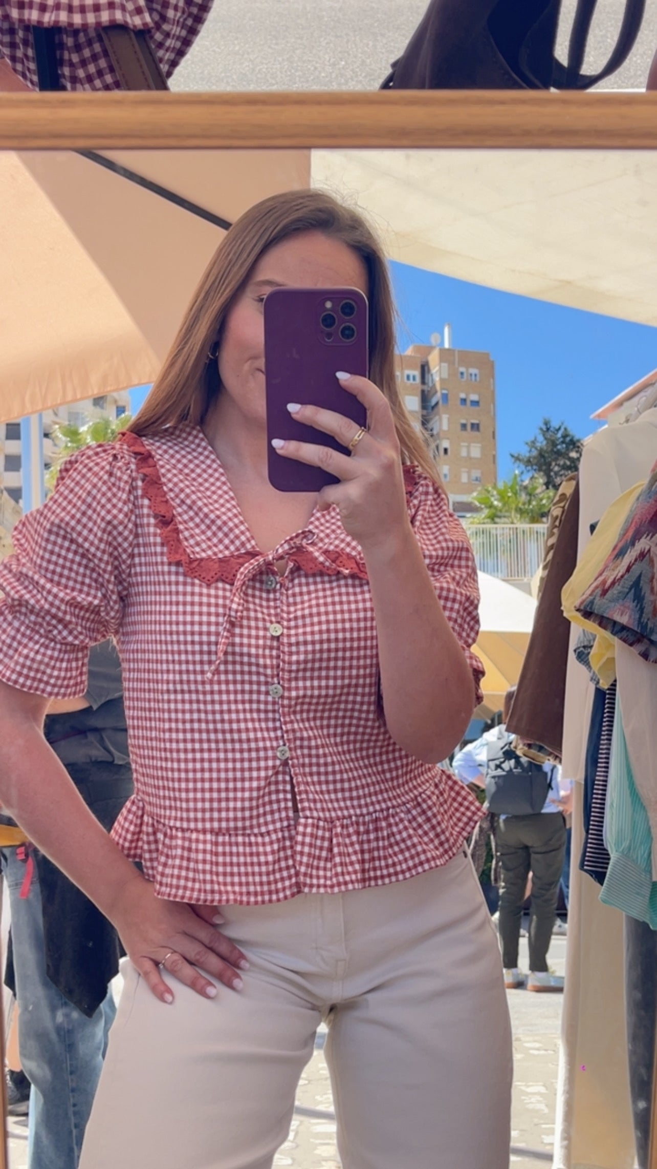 Blusa Vichy bordada