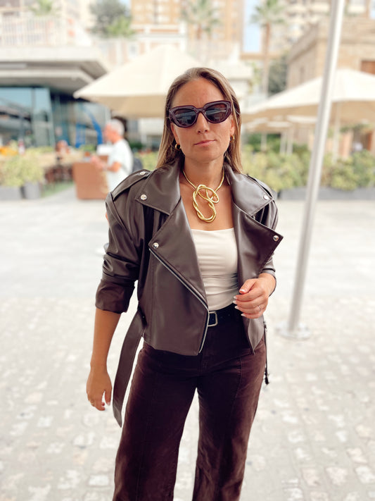 Cazadora biker efecto piel