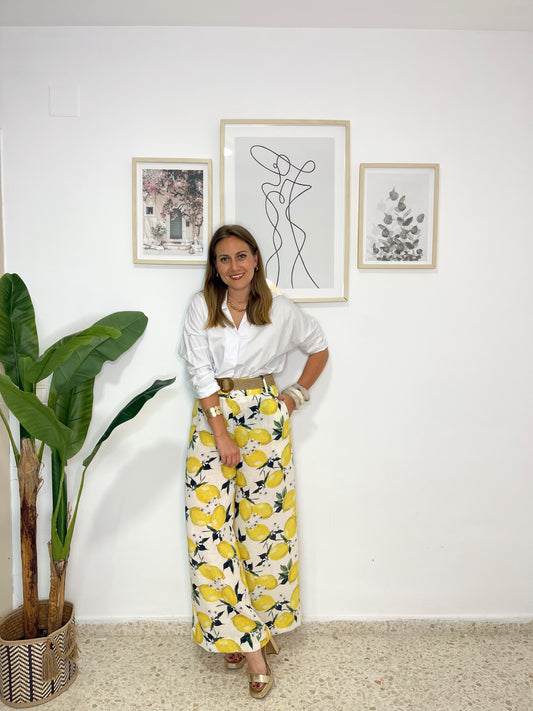 Pantalon limones con cinturón
