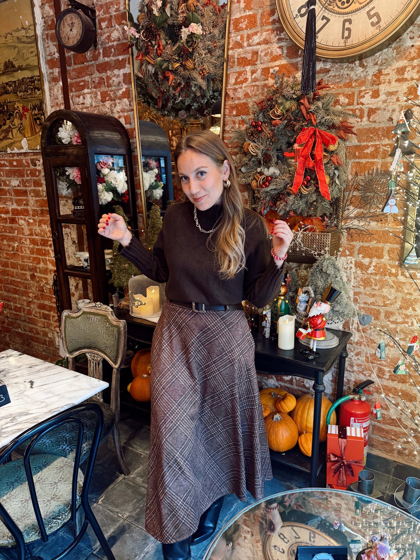 Falda cuadros con cinturón