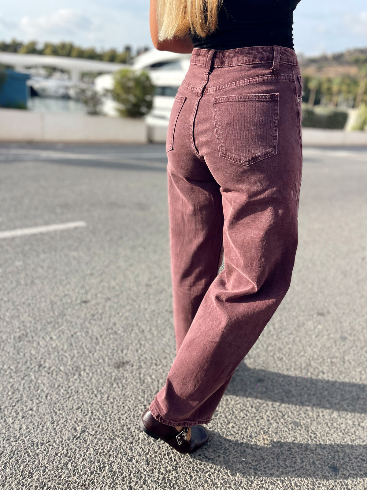 Pantalon Vaquero barrel BURDEOS