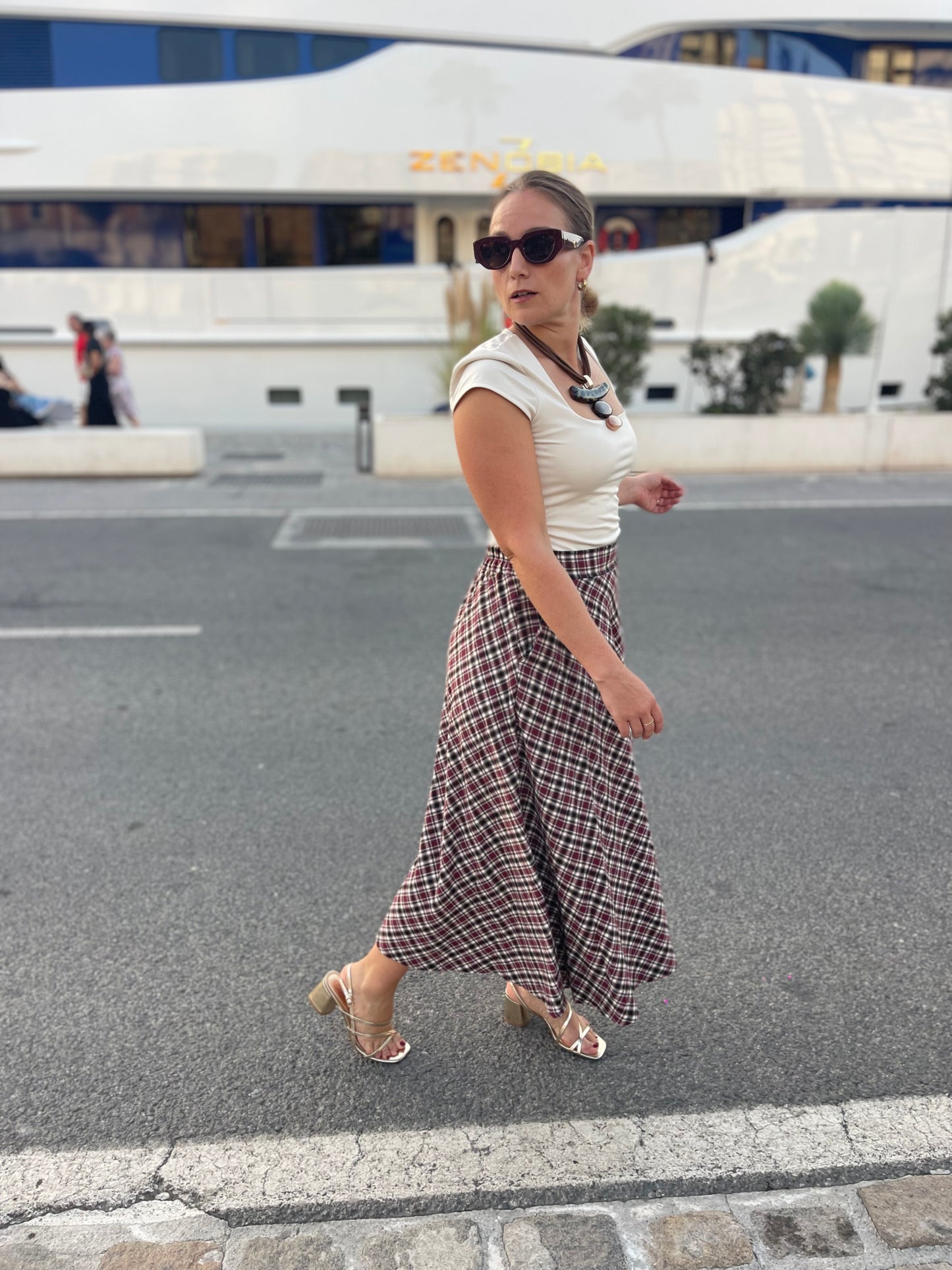 Falda cuadros franela con bolsillos