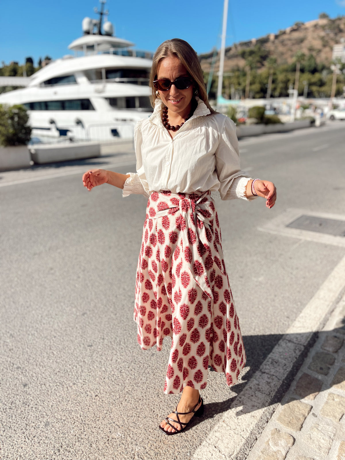 Falda estampada lazo multiposición