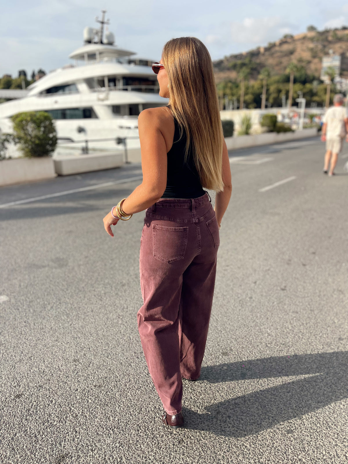 Pantalon Vaquero barrel BURDEOS