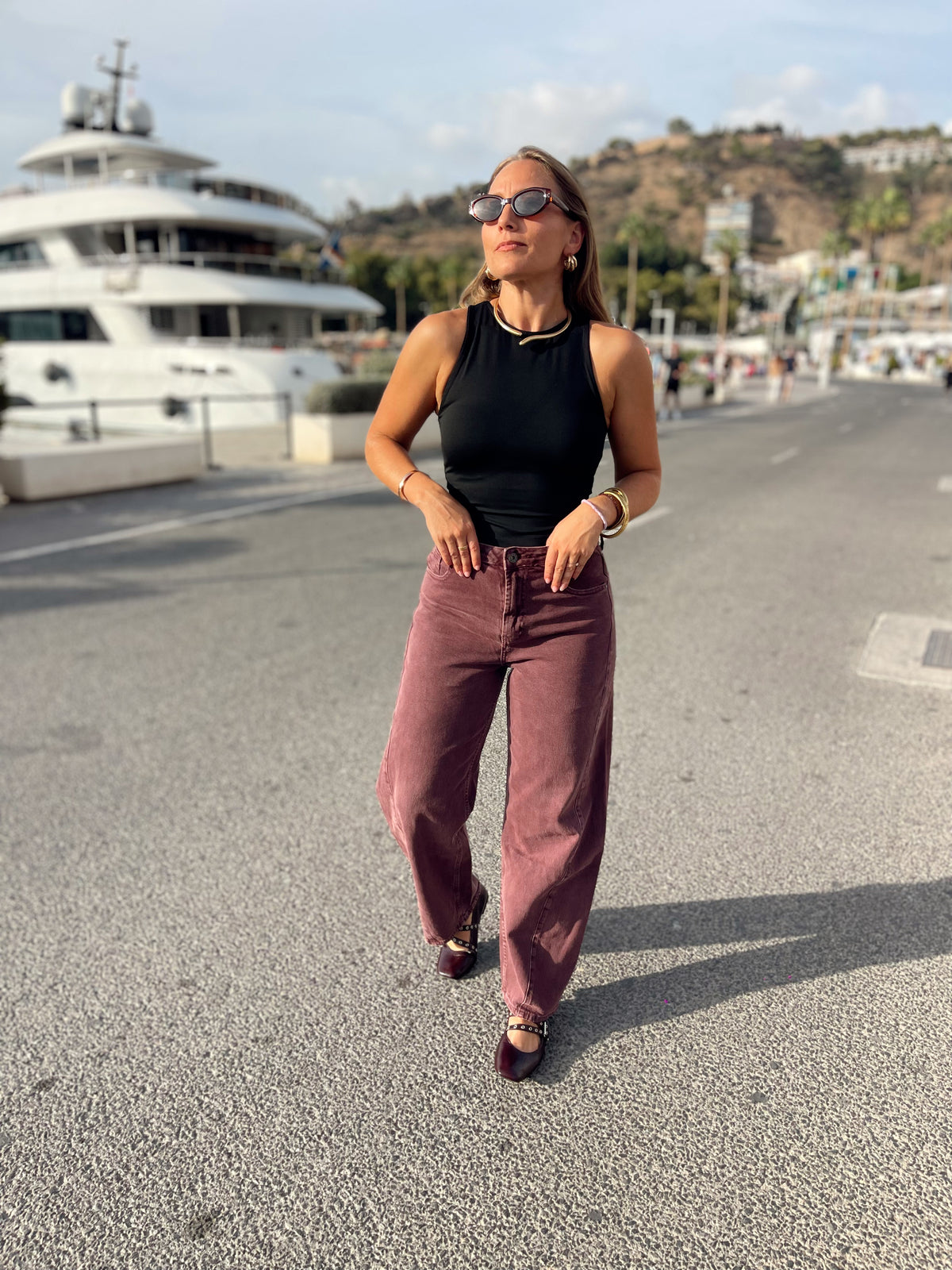 Pantalon Vaquero barrel BURDEOS