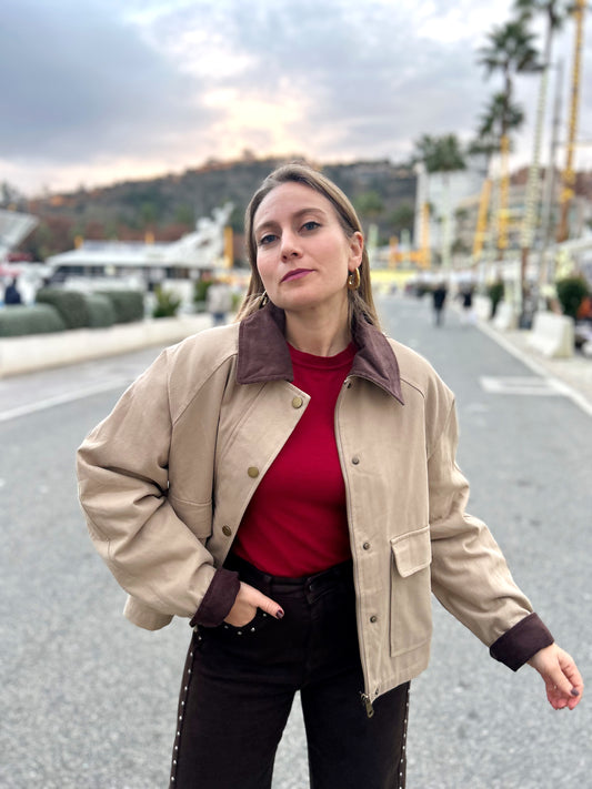 Chaqueta/Abrigo acolchado cuello pana