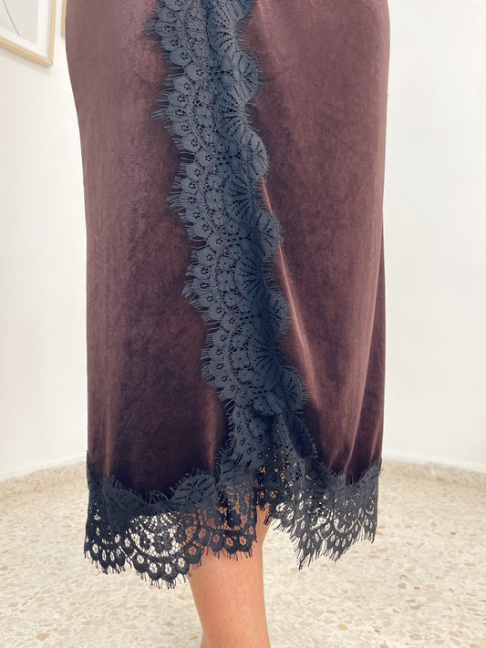 Falda terciopelo encaje