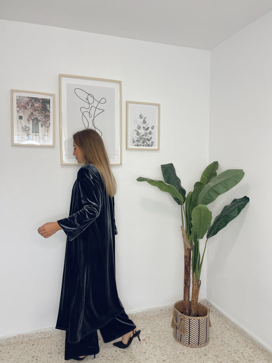 Abrigo largo terciopelo Gris