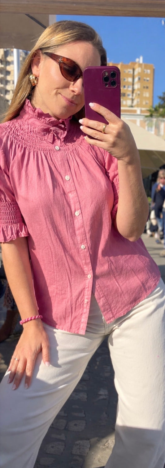 Blusa cuello engomado rosa