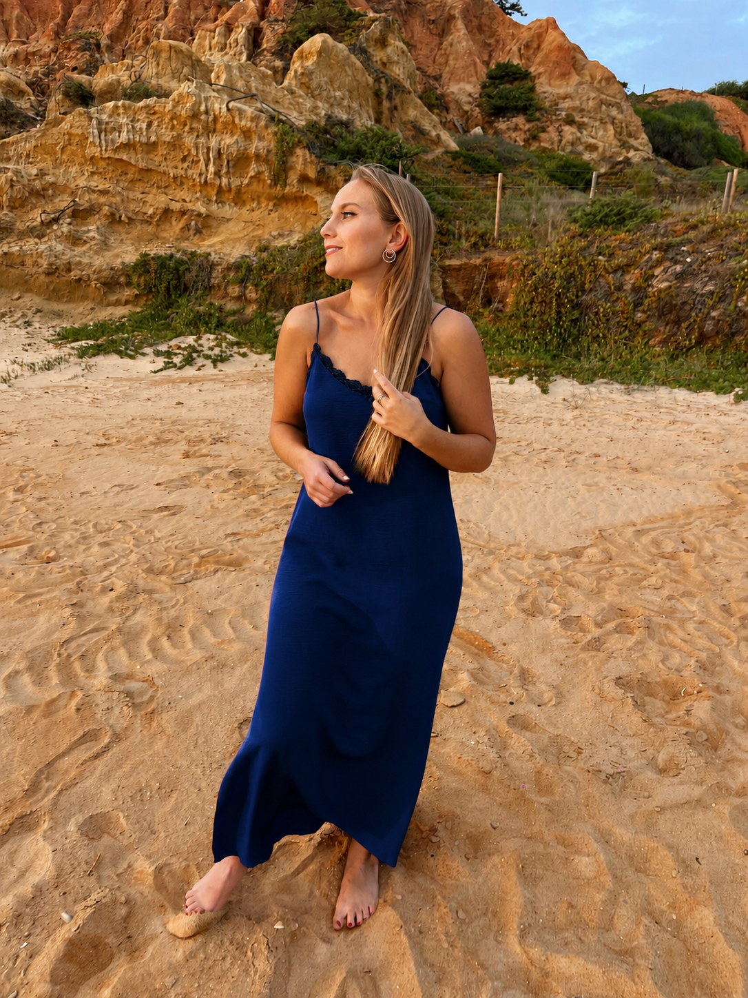 Vestido lencero azul marino
