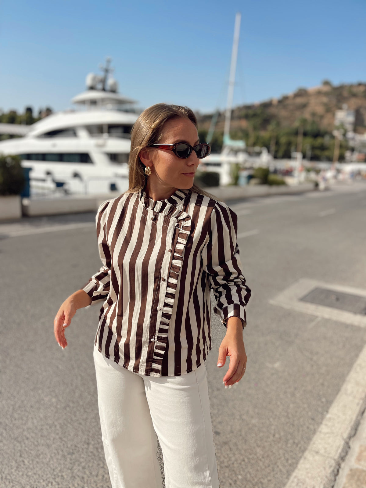 Blusa megan rayas chocolate