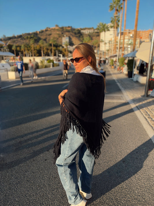 Poncho flecos azul