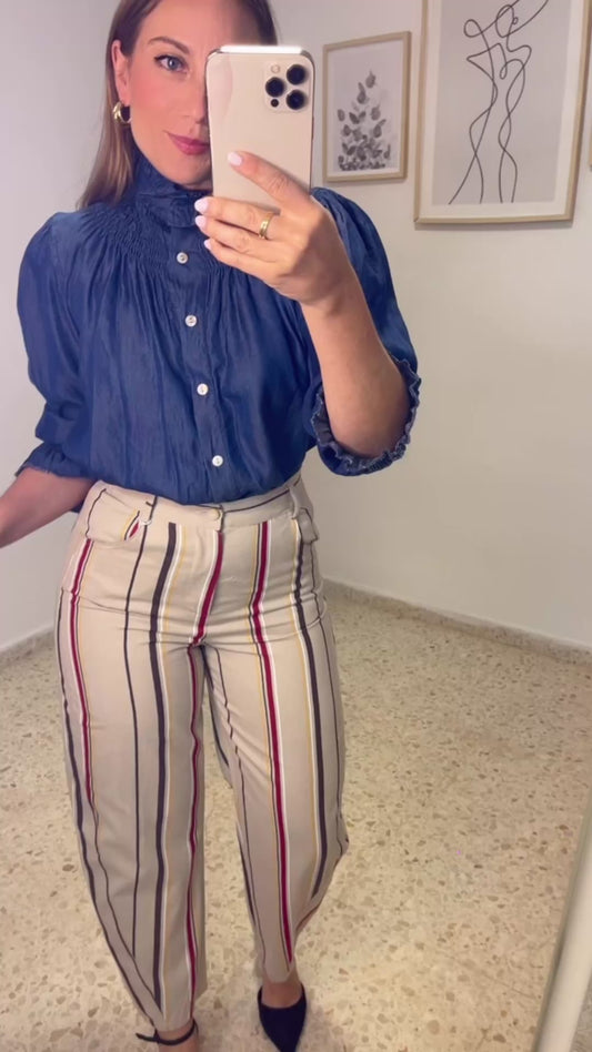 Pantalon rayas creta