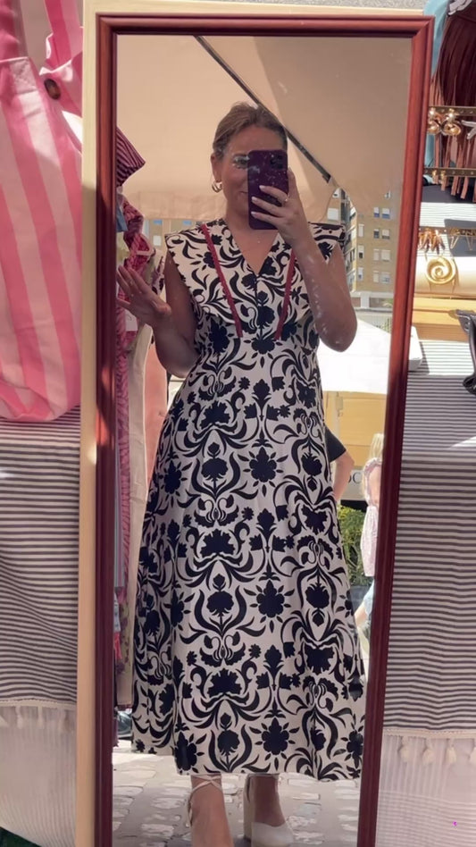 Vestido siena blanco y morado